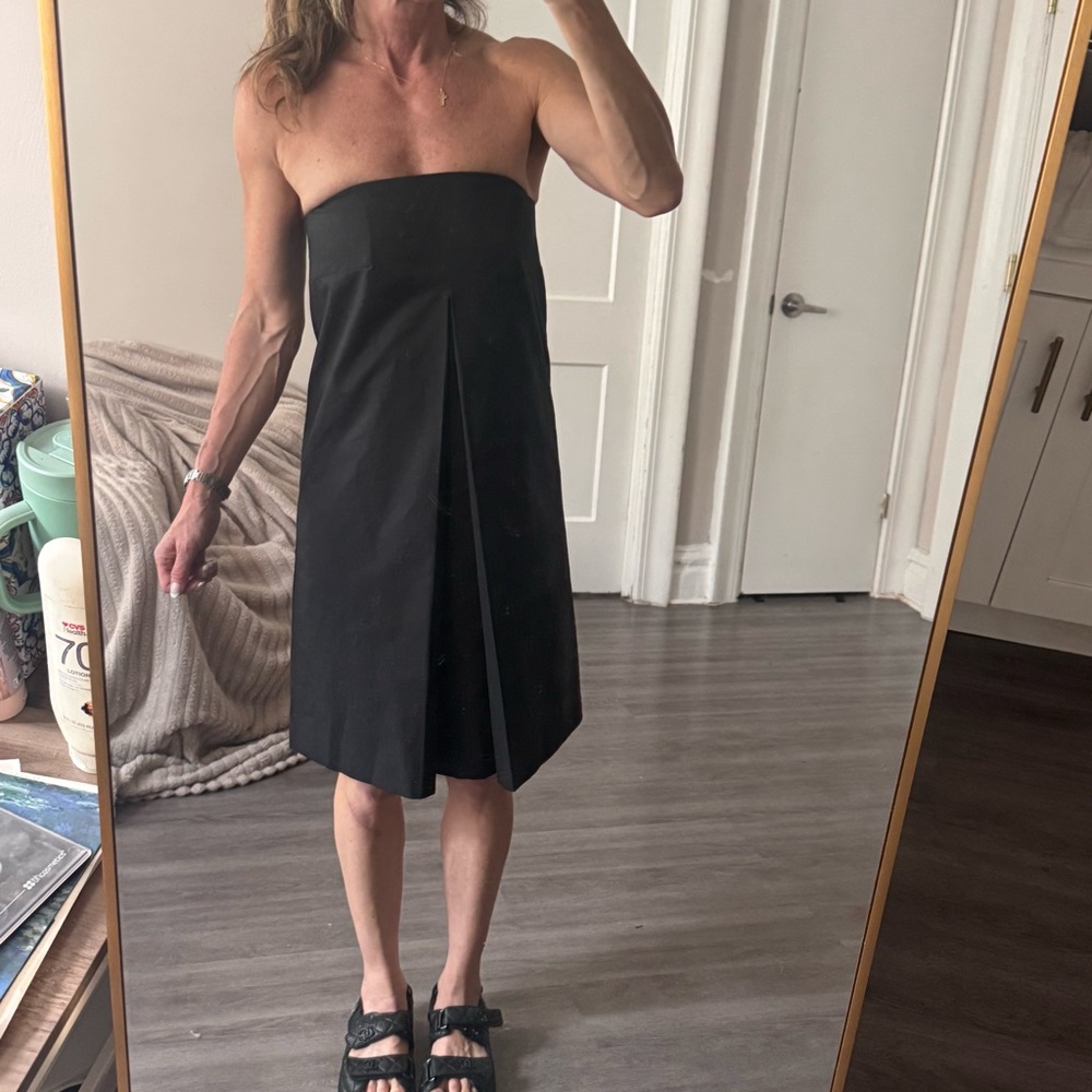 La Prestic Ouiston Paris Strapless Black Cotton Dress with Built-In Corset Sz S - Picture 5 of 13